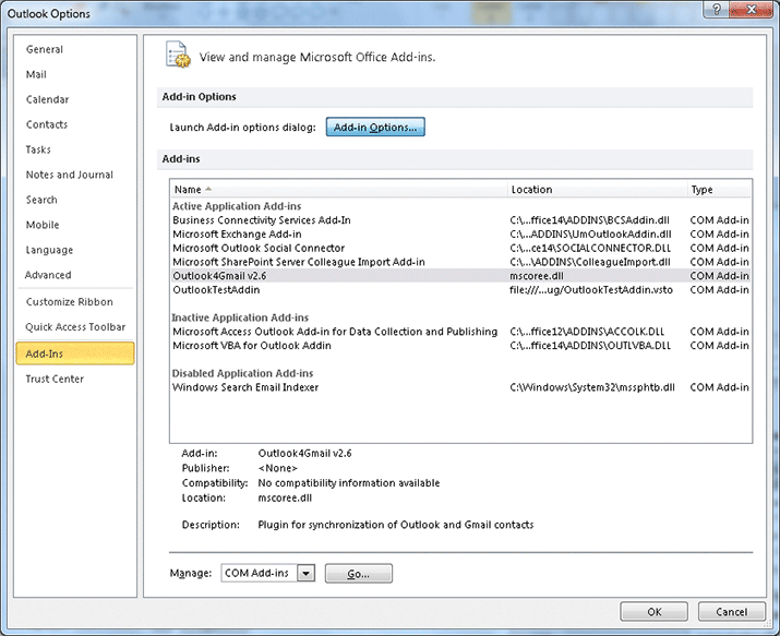 Outlook Options